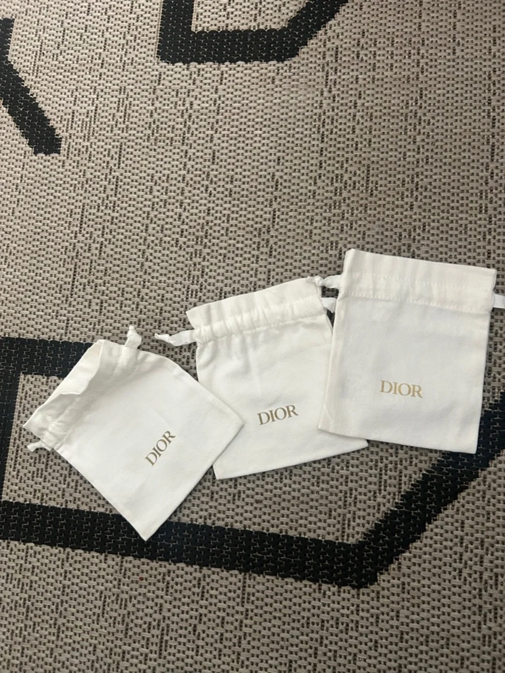 Dior New Gold & White Drawstring Pouches (Set of 3) - Picture 1 of 3